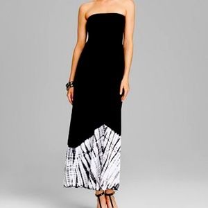 Karen Kane Smocked Strapless Tie dye maxi dress